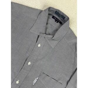 Faconnable Shirt Mens Large Gray Long Sleeve Cotton Button Front Made in USA